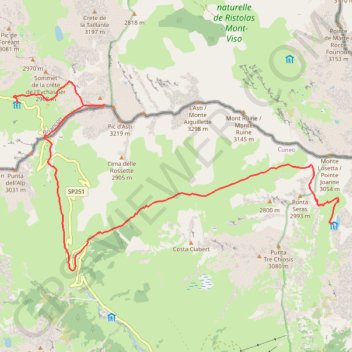 Trace GPS Refuge Agnel - Pain de Sucre - Rifugio Vallanta, itinéraire, parcours