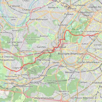 Trace GPS Versailles - Tour Eiffel, itinéraire, parcours