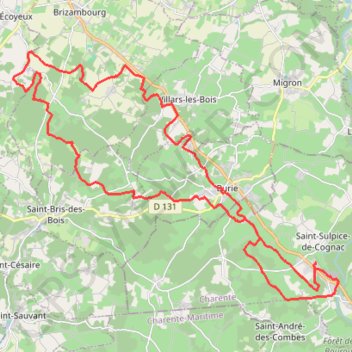 Trace GPS St Sulpice vers Villard Fontdouce 37 kms, itinéraire, parcours