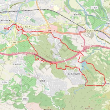 Trace GPS Carcassonne - Lac de la Cavayère - Montirat, itinéraire, parcours