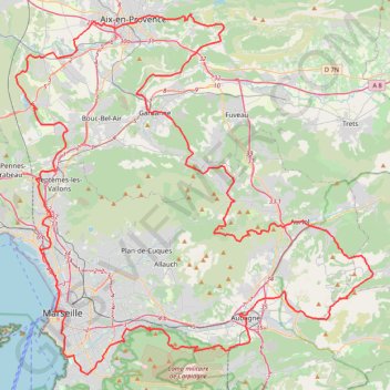 Trace GPS Tour du massif de l'Étoile au nord de Marseille, itinéraire, parcours