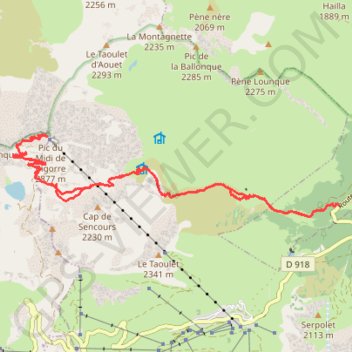 Trace GPS Le Pic du Midi-de-Bigorre par le sentier des muletiers, itinéraire, parcours