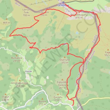Trace GPS La Rhune depuis le col de Lizuniaga, itinéraire, parcours