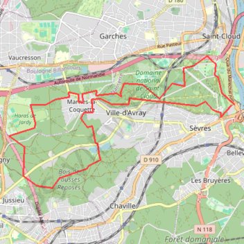 Trace GPS Parc de Saint-Cloud - Fausses-Reposes, itinéraire, parcours