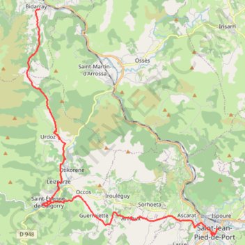 Trace GPS SAINT JEAN PIED DE PORT - BIDARRAY, itinéraire, parcours