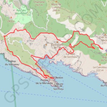 Trace GPS Morgiou Cap Redon, itinéraire, parcours