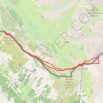 Trace GPS Col de la Lombarde, cime de la Lombarde, itinéraire, parcours