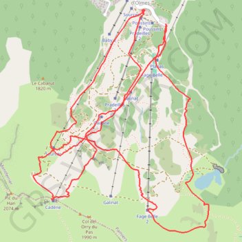 Trace GPS Mont d'Olmes, itinéraire, parcours