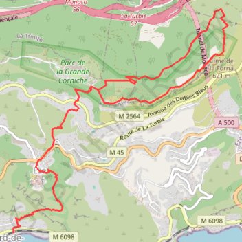 Trace GPS Cime de la Forna (Èze-Bord-de-Mer), itinéraire, parcours