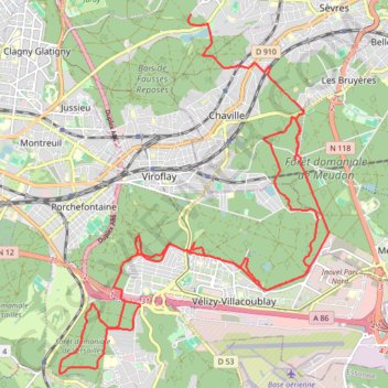 Trace GPS Boucle simple en forêt de Meudon, itinéraire, parcours