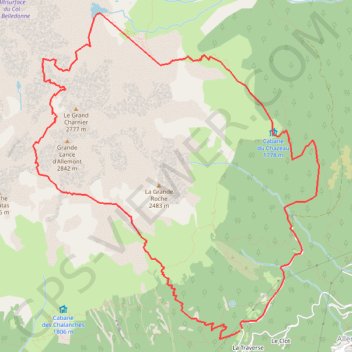 Trace GPS Tour du Charnier d'allemont depuis la Traverse (Belledonne), itinéraire, parcours