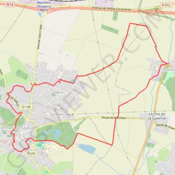 Trace GPS Montfort-l'Amaury (78 - Yvelines), itinéraire, parcours