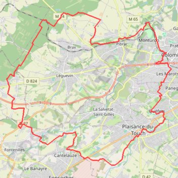 Trace GPS De Tournefeuille à la forêt de Bouconne, itinéraire, parcours