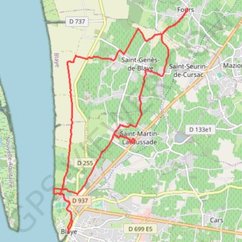Trace GPS 🚴 Trace de la Citadelle de Blaye a Fours, itinéraire, parcours