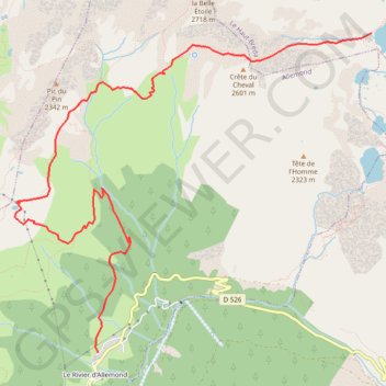 Trace GPS Des 7 Laux au Rivier par le Pas de la Coche, itinéraire, parcours