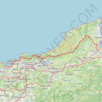 Trace GPS Camino del Norte: Irun - San Sebastián, itinéraire, parcours