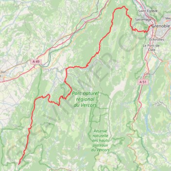 Trace GPS GR 9 : De Grenoble (Isère) à Beaufort-sur-Gervanne (Drôme), itinéraire, parcours