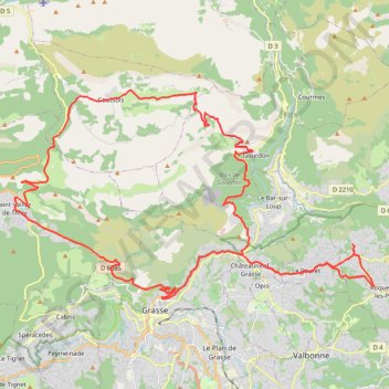Trace GPS Roquefort-les-Pins - Pré-du-Lac - Gourdon - Plateau Caussol - Saint-Vallier - Grasse, itinéraire, parcours