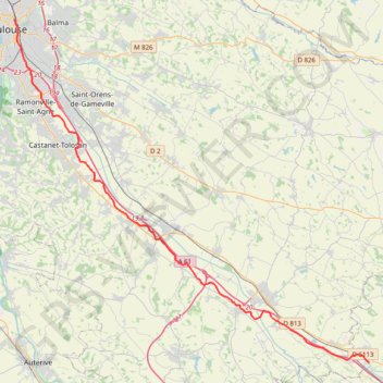 Trace GPS De Toulouse au seuil de Naurouse, itinéraire, parcours