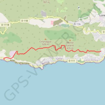 Trace GPS Ajaccio Vignola par le sentier des Crêtes, itinéraire, parcours