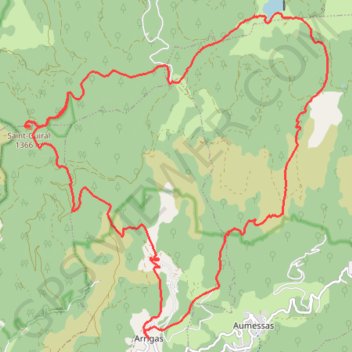 Trace GPS Arrigas - Saint Guiral - lac des Pises, itinéraire, parcours
