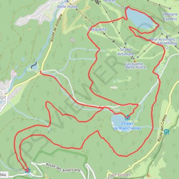 Trace GPS Lacs de Blanchemer et de la Lande - La Bresse, itinéraire, parcours