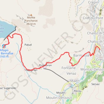 Trace GPS Val d'Aoste Alta Via 1 étape 9, itinéraire, parcours