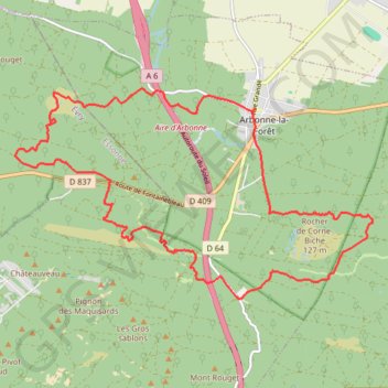 Trace GPS Fontainebleau Arbonne Plaine de Charme, itinéraire, parcours
