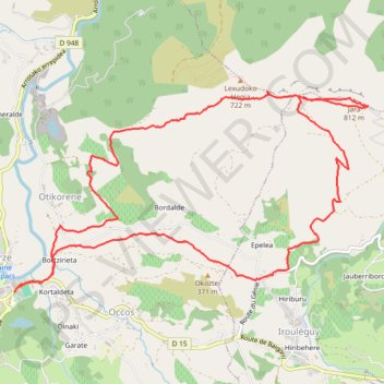 Trace GPS Jara depuis Saint Etienne de Baigorry, itinéraire, parcours