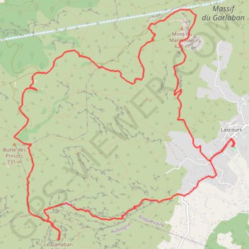 Trace GPS Lascours Mont du Marseillais Garlaban Les Densaires, itinéraire, parcours