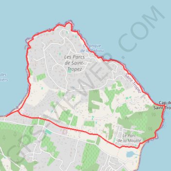 Trace GPS Tour de la Prèsqu'île de Saint Tropez, itinéraire, parcours