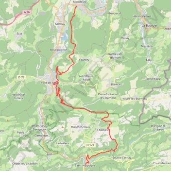 Trace GPS Grandes Traversées du Jura - Le Pays de Montbéliard, itinéraire, parcours