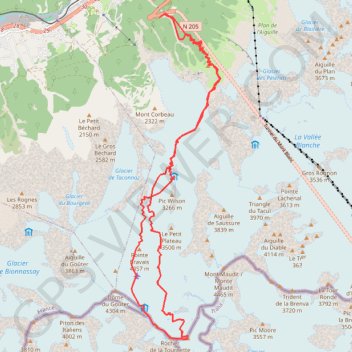 Trace GPS Mont Blanc par les Grands Mulets, itinéraire, parcours