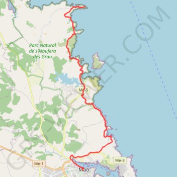 Trace GPS Mahon - Phare de Favaritx, itinéraire, parcours