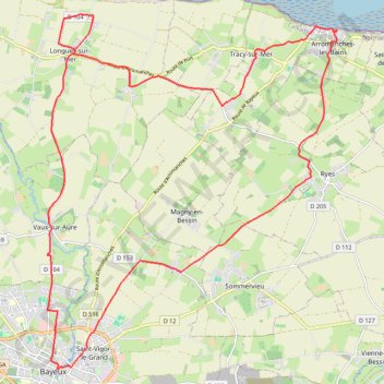 Trace GPS Bayeux East short loop, itinéraire, parcours