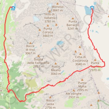 Trace GPS Refuge Vallanta - Refuge Quintino-Sella, itinéraire, parcours