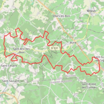 Trace GPS Boucle VTT depuis Saint-Sulpice-de-Cognac, itinéraire, parcours