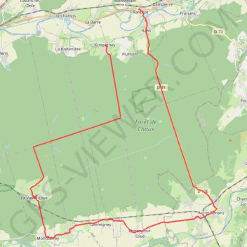 Trace GPS Ranchot-Arc et Senant St VIT à Dole 45kms, itinéraire, parcours