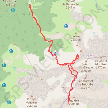 Trace GPS Belledonne - Puy Gris (Selle du), itinéraire, parcours