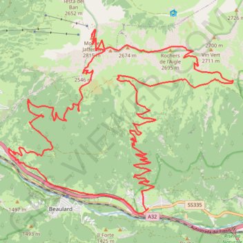 Trace GPS Monte Jafferau (Alta Val Susa), itinéraire, parcours