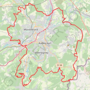 Trace GPS Le tour de l'agglomération du Pays de Montbéliard, itinéraire, parcours