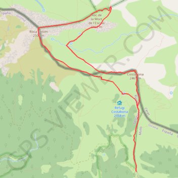 Trace GPS Costabona, Roc de la Mort de l'Escolà, Roca Colom des de la ..., itinéraire, parcours