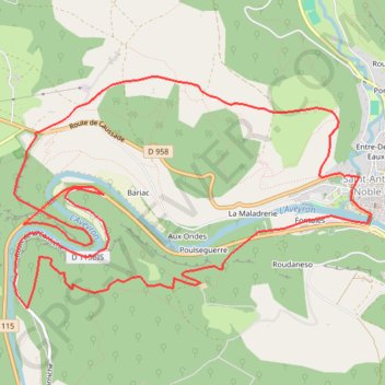 Trace GPS Boucle de Saint-Antonin via la Grotte du Capucin, itinéraire, parcours