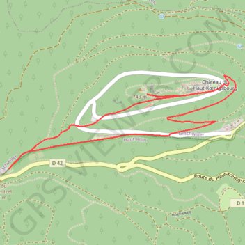 Trace GPS Circuit entre le Schaentzel et le Haut-Koenigsbourg, itinéraire, parcours