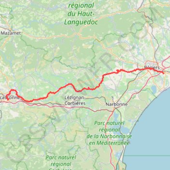Trace GPS Carcassonne Béziers, itinéraire, parcours