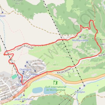 Trace GPS Montgenèvre - Circuit du Montquitaine en boucle, itinéraire, parcours