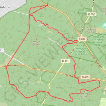 Trace GPS Fontainebleau depuis le carrefour de l'epine, itinéraire, parcours