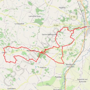 Trace GPS Les coteaux ouest de Fleurance, itinéraire, parcours
