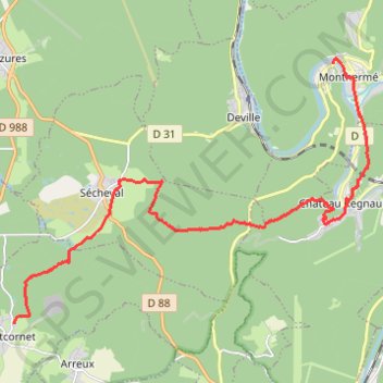 Trace GPS GR12C Montcornet - Monthermé, itinéraire, parcours