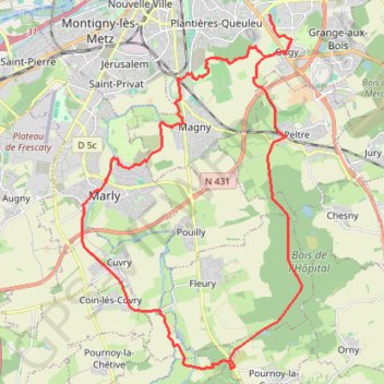 Trace GPS Lac Symphonie - Metz, itinéraire, parcours